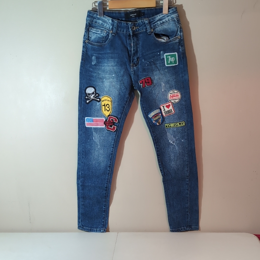Sweewe Blue Skinny Jeans with Fun Patches